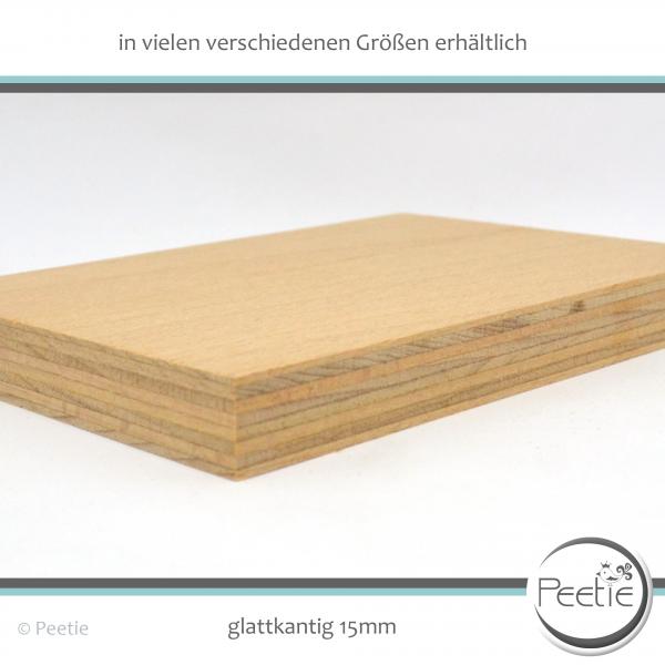 1x Holzzuschnitt Buche Multiplex 15 mm naturbelassen, unbehandelt Holzplatte Tischplatte - glatte Kante